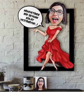 BK Gift Kişiye Özel Bayan Kolay Yetişmiyor Karikatürlü 3D Ahşap Tablo-1