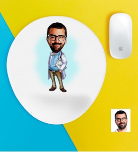 BK Gift Kişiye Özel Bay Doktor Karikatürlü Bilek Destekli Mouse Pad (Beyaz)