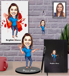 Kişiye Özel Patron Karikatürlü 5 li Hediye Seti Bayan-12