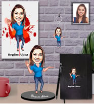 Kişiye Özel Patron Karikatürlü 5 li Hediye Seti Bayan-12