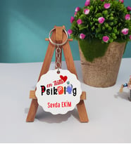 Mesajlı Psikolog Tasarımlı Kişiye Özel Psikolog Ahşap Anahtarlık