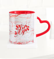 BK Gift Kişiye Özel Mermer Desenli Kırmızı Kalpli Kupa Bardak  8