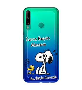 Snoopy Tasarımlı Süper Şeffaf Silikon Telefon Kılıfı Huawei P40 Lite E