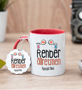 Rehber Öğretmen Kırmızı Kupa Bardak Ve Anahtarlık Set