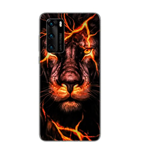 Aslan Neon Tasarım Süper Şeffaf Silikon Telefon Kılıfı Huawei P40 Pro