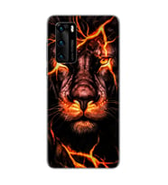 Aslan Neon Tasarım Süper Şeffaf Silikon Telefon Kılıfı Huawei P40 Pro