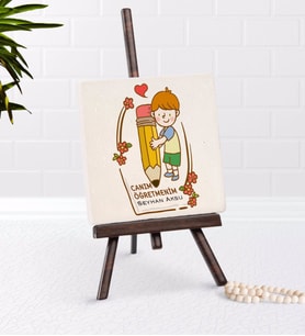 BK Gift Kişiye Özel Canım Öğretmenim Şovaleli Doğal Taş-4 (Beyaz)