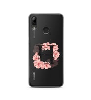 Pembe Çiçekli Harf Tasarım Süper Şeffaf Silikon Telefon Kılıfı Huawei Y6 (Prime)