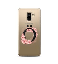 Pembe Çiçekli Harf Tasarım Süper Şeffaf Silikon Telefon Kılıfı Samsung A8 Plus Ö