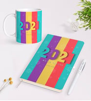BK Gift Kişiye Özel 2024 Mutlu Yıllar Beyaz Defter Kalem ve Kupa Seti-8 (Model 1)