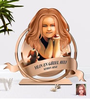 BK Gift Kişiye Özel Kız Çocuk Karikatürlü 3D Ahşap Biblo Plaket (Beyaz)