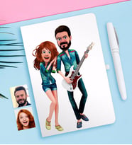 BK Gift Kişiye Özel Sevgililer Animasyon Karikatürlü Beyaz Defter ve Kalem Hediye Seti-31