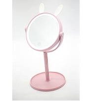 Tavşan Kulaklı Led Işıklı Makyaj Aynası; USB Girişli & Dokunmatik (Pembe ve Beyaz Renk Seçeneği) (Pembe)