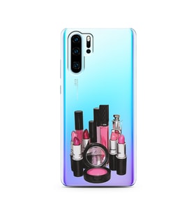 Makyaj Tasarımlı Süper Şeffaf Silikon Telefon Kılıfı Huawei P30 Pro 