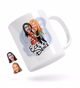 BK Gift Kişiye Özel Kız Kardeş Karikatürlü Beyaz Kupa Bardak-1