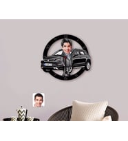 BK Gift Kişiye Özel Plakalı Erkek Seat Ateca Karikatürlü Ahşap Duvar Saati-2 (Beyaz)
