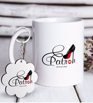 BK Gift Kişiye Özel Mesleki Patron Beyaz Kupa ve Anahtarlık Hediye Seti-1 (Model 1)