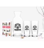 BK Gift Kişiye Özel Renkli Baskılı Konya Tasarımlı Turistik İkili Rakı Bardağı Karaf ve Cep Kitabı Hediye Seti-1 (Model 1)