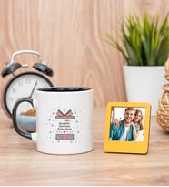 Sevgililer Günü Hediyesi Siyah Kupa Bardak ve Sarı Mini Fotoğraf Çerçevesi