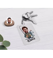 BK Gift Kişiye Özel Erkek Balıkçı Karikatürlü Şeffaf Pleksi Anahtarlık (Beyaz)