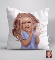 BK Gift Kişiye Özel Kız Çocuk İllüstrasyon Tasarımlı Beyaz Yastık-2