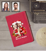 Kişiye Özel Yılbaşı Sevgili Karikatürlü Kırmızı Defter Model-3