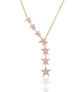 Söğütlü Silver Gümüş rose zirkon taşlı kayan yıldız kolye