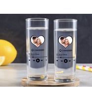 BK Gift Kişiye Özel Renkli Baskılı Fotoğraflı Spotify Barkodlu İkili Vodka Bardağı-2 (Beyaz)
