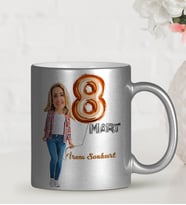 BK Gift Kişiye Özel Kadınlar Günü Karikatür Gümüş Kupa Bardak  37