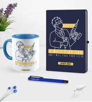 BK Gift Kişiye Özel Diş Hekimi Temalı Lacivert Defter Kalem Kupa Seti - 4 (Model 1)