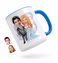 BK Gift Kişiye Özel Evleniyoruz Karikatürlü Mavi Kupa Bardak-5
