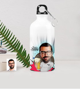 BK Gift Kişiye Özel Şerefe Karikatürlü Metal Suluk 500 Ml 1