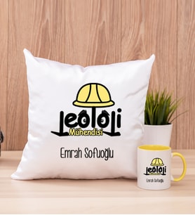 Jeoloji Mühendisi Kare Yastık ve Sarı Kupa Bardak