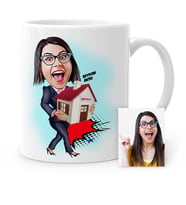 BK Gift Kişiye Özel Bayan Gayrimenkul Danışmanı Karikatür Beyaz Kupa Bardak  2