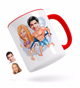 BK Gift Kişiye Özel Sevgililer Karikatürlü Kırmızı Kupa Bardak-8