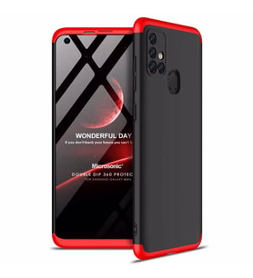 Microsonic Samsung Galaxy M31s Kılıf Double Dip 360 Protective Siyah Kırmızı
