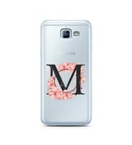 Pembe Çiçekli Harf Tasarım Süper Şeffaf Silikon Telefon Kılıfı Samsung A8 (2016)