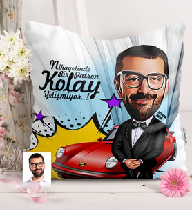 BK Gift Kişiye Özel Bay Patron Karikatürlü  Yastık  1