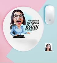 BK Gift Kişiye Özel Bayan Kolay Yetişmiyor Karikatürlü Bilek Destekli Mouse Pad-2 (Beyaz)