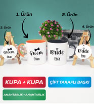 İkili Turuncu Siyah Damat Kupa Bardak Anahtarlık