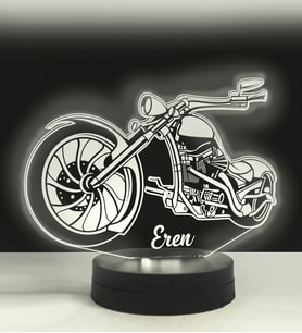 Chopper Model Motorsiklet 3D Led Lamba (Beyaz)
