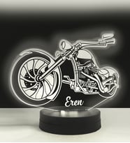 Chopper Model Motorsiklet 3D Led Lamba (Beyaz)
