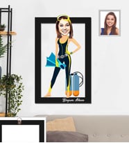 Kişiye Özel Dalgıç Karikatürlü 3D Ahşap Tablo 30x47  Bayan-1
