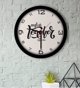 BK Gift Kişiye Özel İngilizce Öğretmeni Ahşap Duvar Saati-15 (Beyaz)