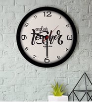 BK Gift Kişiye Özel İngilizce Öğretmeni Ahşap Duvar Saati-15 (Beyaz)