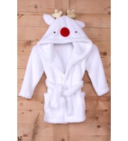 %100 Polyester Beyaz Çocuk Kapüşonlu Sabahlık Bornoz Ev Giyim