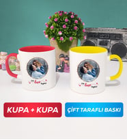 İkili Sevgiliye Sevgililer Günü Hediyesi 11 Kupa Bardak Kırmızı Sarı