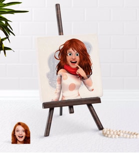 BK Gift Kişiye Özel Kadın Animasyon Karikatürlü Şovaleli Doğal Taş-18 (Beyaz)