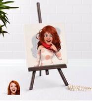 BK Gift Kişiye Özel Kadın Animasyon Karikatürlü Şovaleli Doğal Taş-18 (Beyaz)