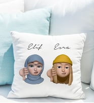 Emoji Kız Arkadaş Stiker Yastığı Kişiye Özel
